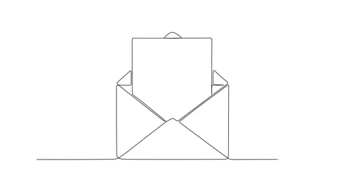 Continuous Line Art Animation of Open Envelope with Letter Inside Stock Footage 318862061