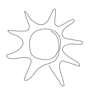 Continuous line art circle sun, single line sketch,doodle isolated on white Stock Illustration