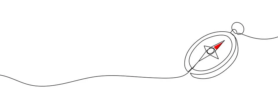 Continuous line art compass illustration for adventure and travel concepts イラスト素材