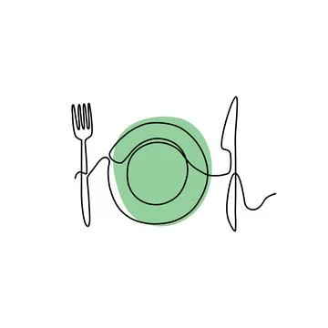 Continuous line art cutlery Illustrazione stock