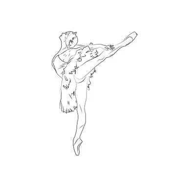 Continuous Line Art Drawing. Ballet Dancer ballerina. Stock Illustration