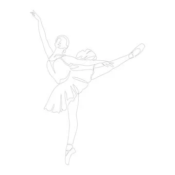 Continuous Line Art Drawing. Ballet Dancer ballerina. Vector Illustration sil Stock Illustration