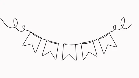 Continuous line art drawing buntings garland animation. Stock Footage 284833970