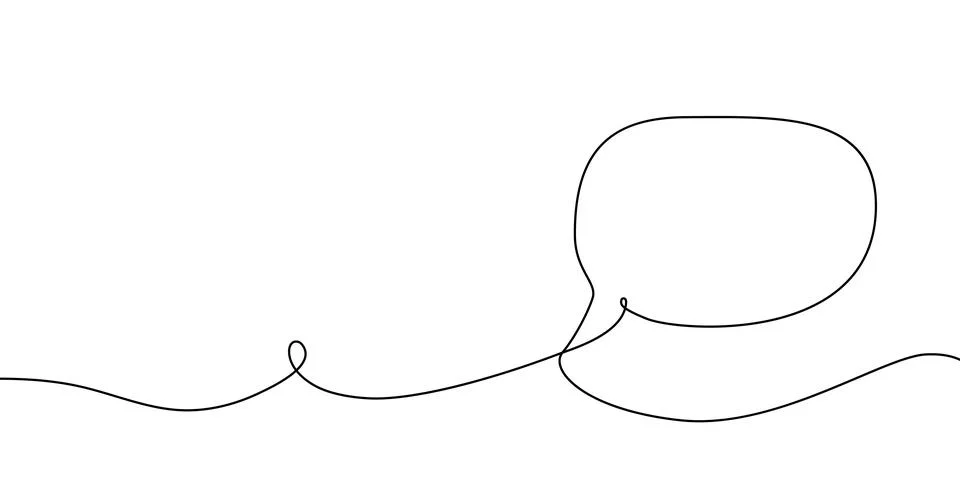 Continuous line art drawing of speech bubble with heart symbol, perfect for Stock Illustration
