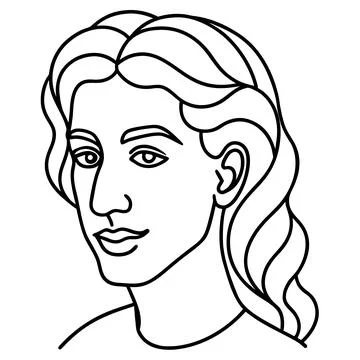 Continuous Line Art Illustration of a Human Face Profile Stock Illustration