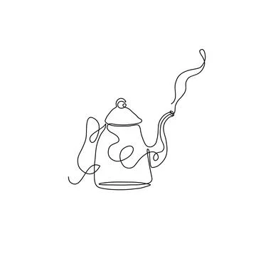Continuous line art kettle Illustrazione stock