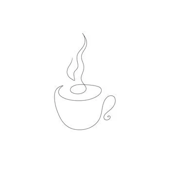 Continuous line art or One Line Drawing of coffee,warm. Coffee cup shop concept Stock Illustration