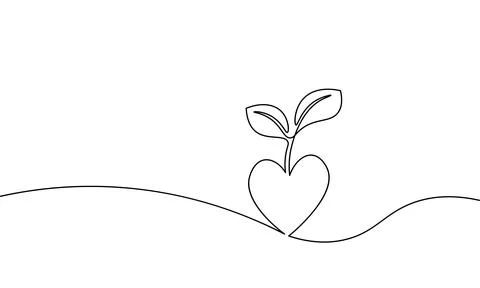 Continuous line art plant tree ecological concept. One line drawing sketch Stock-Illustration