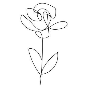 Continuous line art rose drawing Stock Illustration