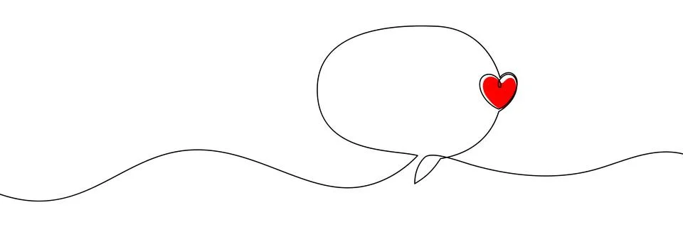 Continuous line art of speech bubble icon. One-line drawing showing dialogue Stock Illustration
