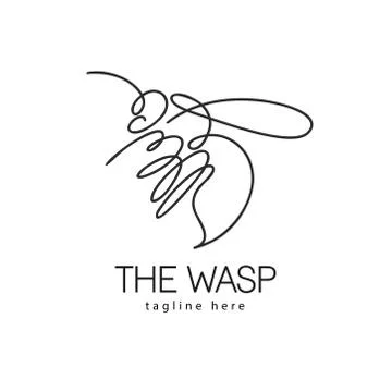 Continuous line bee logo vector icon, bumblebee outline monoline linear illus Stock Illustration