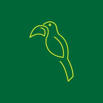 Continuous line bird colored toucan logo design, vector graphic symbol icon.. Illustrazione stock