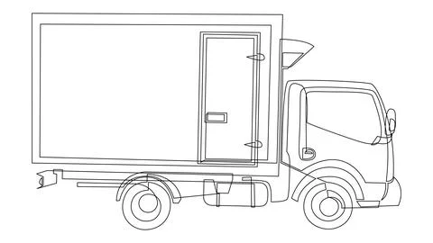 Continuous Line Box Truck Editable Stroke Illustrazione stock