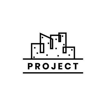 Continuous line building city logo design Ilustración de archivo