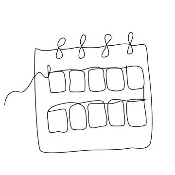 Continuous Line calendar planner. Trendy one line draw design vector illustra Stock Illustration