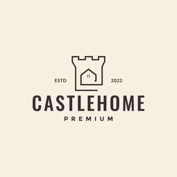 Continuous line castle home logo design vector graphic symbol icon illustra.. Ilustración de archivo