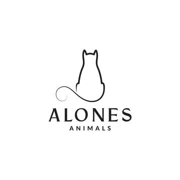 Continuous line cat sit alone logo symbol icon vector graphic design illust.. Stock-Illustration