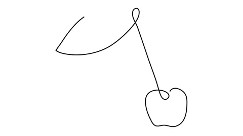 Continuous line cherry icon Separately on white Designed for web and apps Stock Footage 143240989