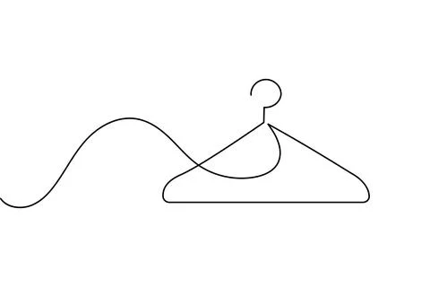Continuous line clothes hanger drawing isolated on white background Illustrazione stock