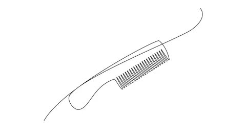 Continuous Line Comb Icon, Monoline Barber Symbol, One Line Haircut Silhouette Stock Footage 250165547