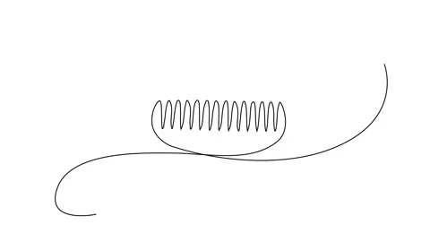 Continuous Line Comb Icon, Monoline Barber Symbol, Hairbrush Sign, Grooming Stock Footage 250165550