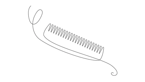 Continuous Line Comb Icon, Monoline Barber Symbol, One Line Haircut Silhouette Stock Footage 250165551