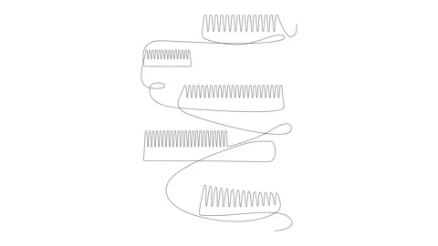 Continuous Line Comb Icon, Monoline Barber Symbol, Hairbrush Sign Stock Footage 250165595