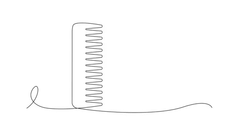 Continuous Line Comb, Monoline Barber, Haircut Silhouette, Hairbrush, Grooming Video stock 250165536