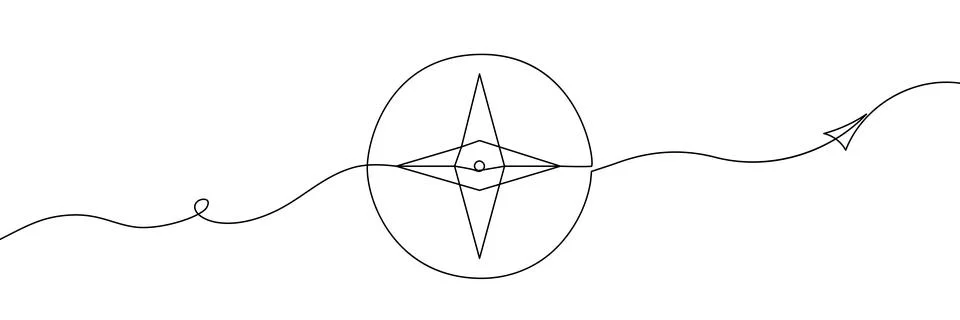 Continuous line compass illustration for adventure and travel concepts Stock Illustration