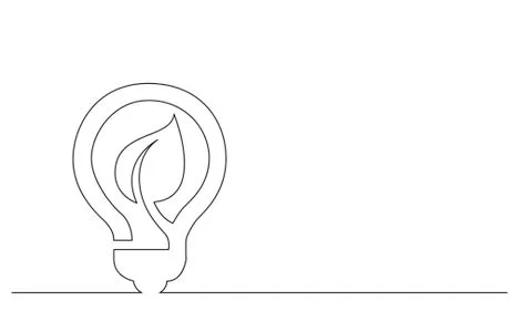 Continuous line concept sketch drawing of energy efficient electric light bul Stock Illustration