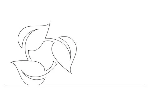 Continuous line concept sketch drawing of renewal green energy symbol Stock Illustration