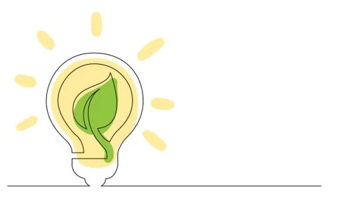 Continuous line concept sketch drawing of energy efficient electric light bul Stock Illustration
