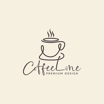 Continuous line cup coffee or chocolate logo symbol icon vector graphic des.. Illustration