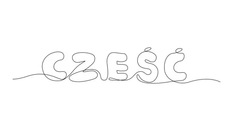 Continuous Line Czesc Icon, One Line CZESC Quote Silhouette, Polish Hello Sign Stock Footage 250165541
