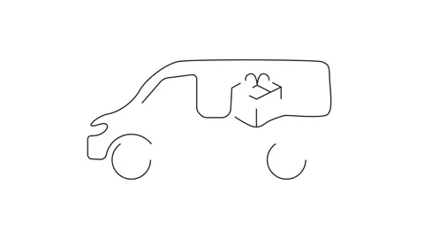 Continuous line of delivery van with gift box icon for e-commerce logistics.. Stock Footage 346550090