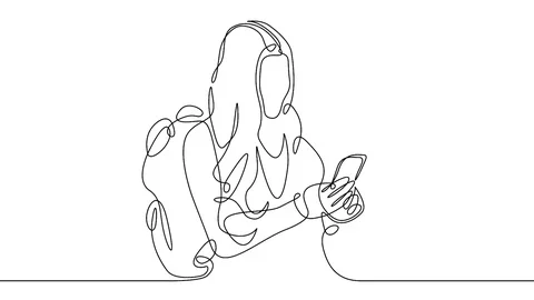 Continuous line device people Stock Footage 99683395