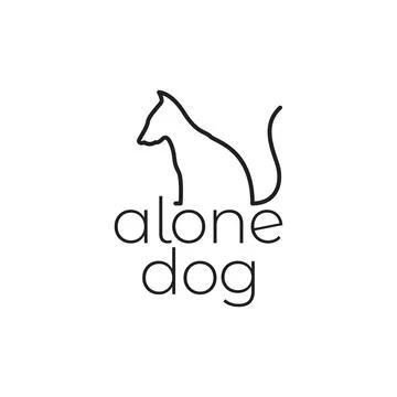 Continuous line dog alone logo design vector graphic symbol icon sign illus.. Stock Illustration