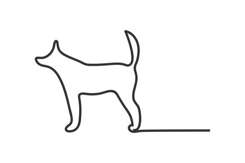 Continuous line dog icon. Simple silhouette puppy symbol. Sign animal vector. Stock Illustration