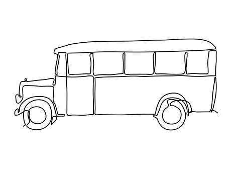 Continuous line draw design illustration or One single line of old retro vint Stock Illustration