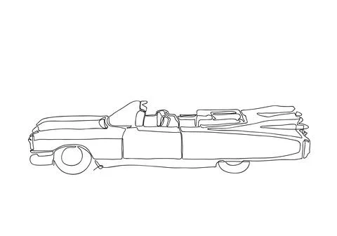 Continuous line draw design illustration or One single line of old retro vint Stock Illustration