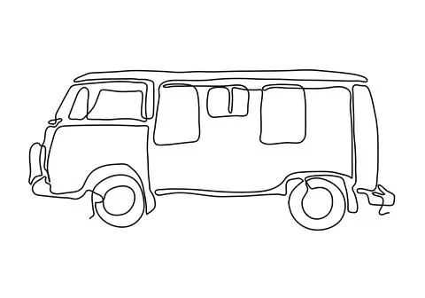 Continuous line draw design illustration or One single line of old retro vint Stock Illustration