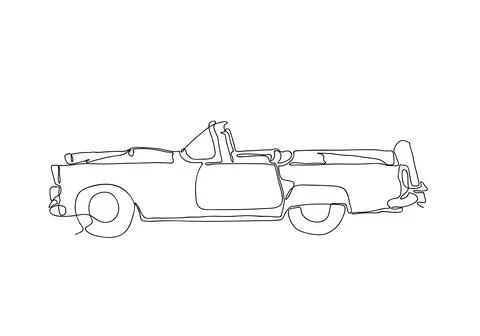 Continuous line draw design illustration or One single line of old retro vint Stock Illustration