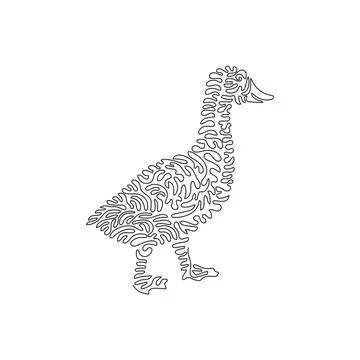 Continuous line draw graphic design vector illustration of adorable duck  Stock Illustration