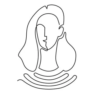 Continuous line drawing. Abstract portrait of a woman. Vector illustration. Illustrazione stock