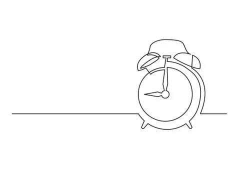 Continuous line drawing of alarm clock Stock Illustration