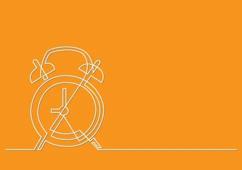 Continuous line drawing of alarm clock Stock Illustration