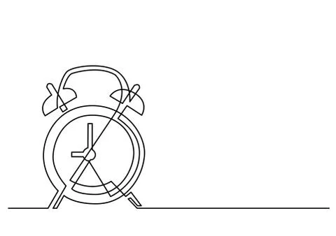 Continuous line drawing of alarm clock Stock Illustration