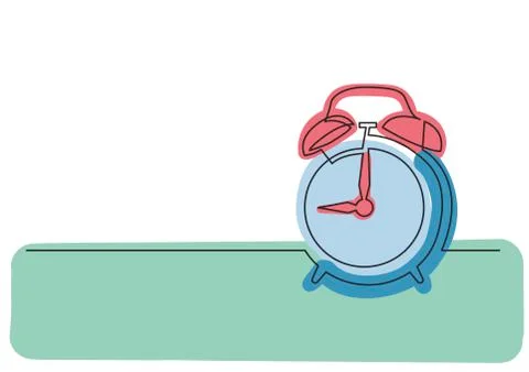 Continuous line drawing of alarm clock Stock Illustration