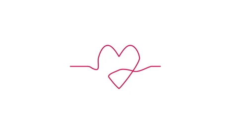 Continuous line drawing animation of abstract hearts on a clean white backg.. Stock Footage 345627031