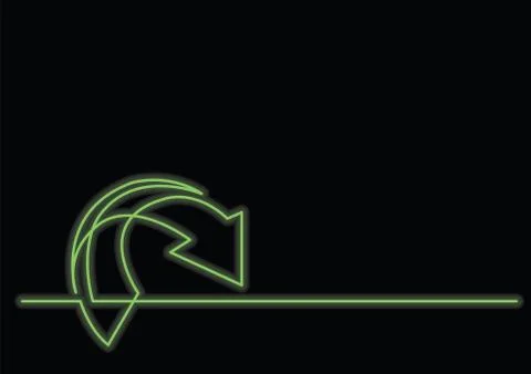 Continuous line drawing of arrow with neon vector effect Stock Illustration